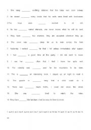 English Worksheet: so, such