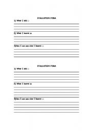 English worksheet: evaluation form