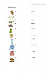 English worksheet: Match the clothes