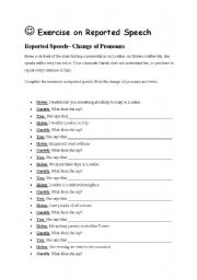 English Worksheet: reported speech exercises