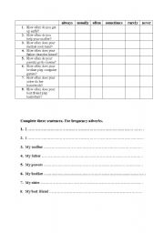 English worksheet: FREQUENCY ADVERBS (QUESTIONNAIRE)