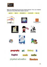 English Worksheet: Scholl subjects