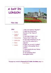 English Worksheet: A DAY IN LONDON