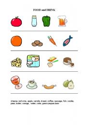 English Worksheet: food and drinks