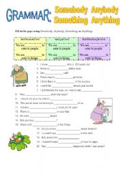 English Worksheet: Somebody, Anybody, Something, Anything