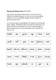 English Worksheet: Phrasal Verbs Memory Game