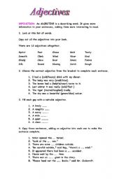 English worksheet: The adjective