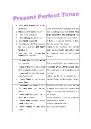 English Worksheet: Present Perfect explanation