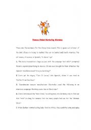 English Worksheet: Reading - famous marketing mistakes