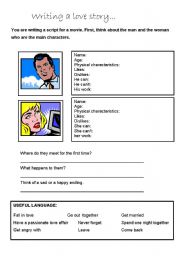 English Worksheet: Writing a love story