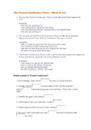 English Worksheet: Present Continuous explanation