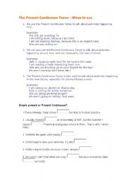 English worksheet: Present Continuous explanation