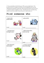 English Worksheet: Find someone who...