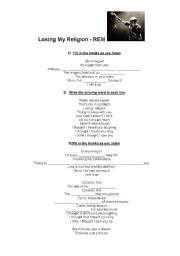 English Worksheet: R.E.M.- Losing My Religion