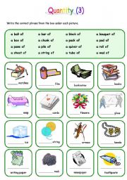 English Worksheet: Quantity: various things (3)