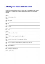 English worksheet: a funny one-sided conversation