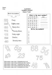 English Worksheet: numbers