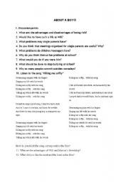 English Worksheet: About a boy