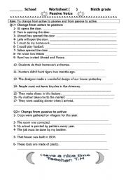 English Worksheet: Passive voice