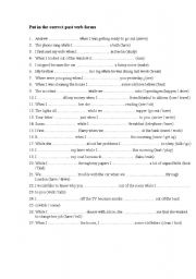 English Worksheet: past tense forms