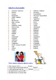 English Worksheet: Adjectives of personality