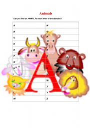 English Worksheet: Animals