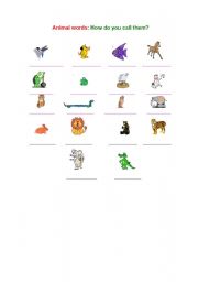 English worksheet: Animal words