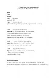 English Worksheet: Listening plan(song)Nobody is perfect by Hannah Montana