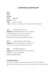 English Worksheet: Listening plan(song)Nobody is perfect by Hannah Montana