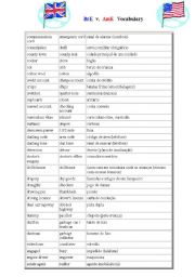 English Worksheet: BrE v AmE Vocabulary