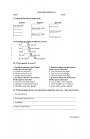 English worksheet: simple past