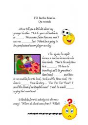 English worksheet: QU words