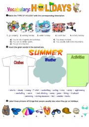 English Worksheet: Holidays