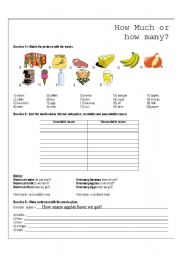 English Worksheet: Many/ Much