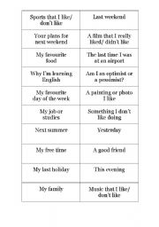 English Worksheet: Talk for a minute about...