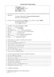 English Worksheet: Present perfect (ever/ never)