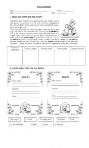 English Worksheet: Meals and food worksheet