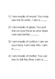 English Worksheet: Guess what I am?