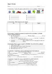 English Worksheet: Review: units  1-2