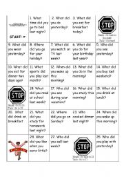 Past tense board game for beginners