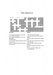 English worksheet: Crossworrd: The Animals