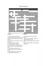 English worksheet: Crossword: The Places