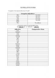 English worksheet: SUPERLATIVE FORM