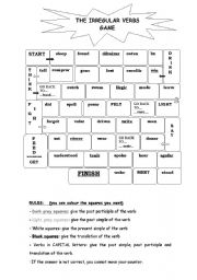 English Worksheet: Irregular verbs game and rules