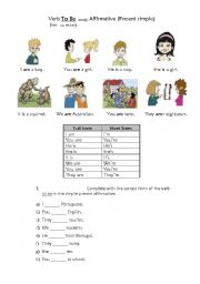 English Worksheet: verb to be