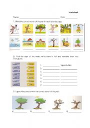 English Worksheet: days months and seasons