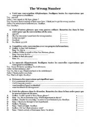 English Worksheet: The wrong number