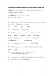 English Worksheet: Gerunds and Infinitives: Expressing Likes and Dislikes