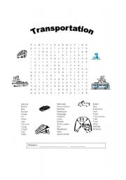 English Worksheet: Means of  transportation