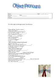 English Worksheet: Object pronouns